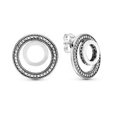 925 Silver Sparkling Circle Bead Stud Earrings for Women