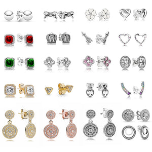 925 Silver Sparkling Circle Bead Stud Earrings for Women