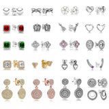 925 Silver Sparkling Circle Bead Stud Earrings for Women