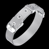 925 Silver Strap Wrist Cuff Bracelets Unisex Jewelry Gift