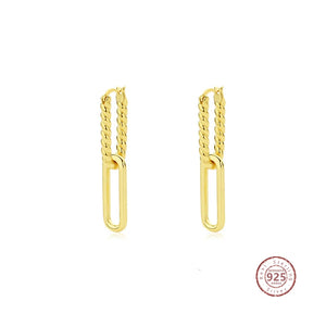 925 Silver Twist Texture Drop Earrings Vintage Classic Jewelry