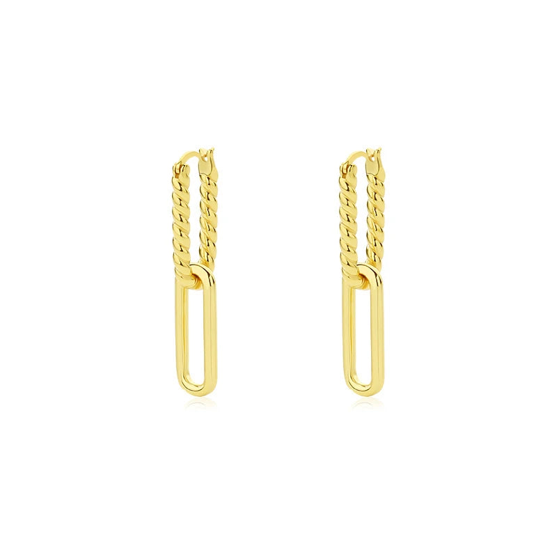 925 Silver Twist Texture Drop Earrings Vintage Classic Jewelry
