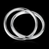 925 Silver Two Round Circle Bracelets Bangles Wedding Jewelry Gift