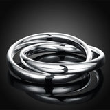 925 Silver Two Round Circle Bracelets Bangles Wedding Jewelry Gift