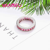 925 Silver Wedding Engagement Rings Women Red Cubic Zircons