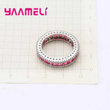 925 Silver Wedding Engagement Rings Women Red Cubic Zircons