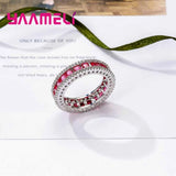 925 Silver Wedding Engagement Rings Women Red Cubic Zircons