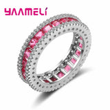 925 Silver Wedding Engagement Rings Women Red Cubic Zircons