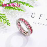 925 Silver Wedding Engagement Rings Women Red Cubic Zircons