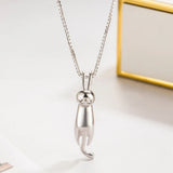 925 Silver Women's Necklace Lovely Cat Pendant Ms Gift