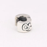 925 Sterling Silver Double Love Heart Clip Beads for Bracelet