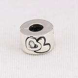 925 Sterling Silver Double Love Heart Clip Beads for Bracelet