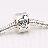 925 Sterling Silver Double Love Heart Clip Beads for Bracelet