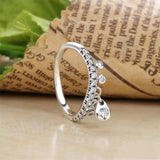 925 Silver Bow Ring with Heart Logo - Woman Jewelry