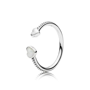 925 Silver Bow Ring with Heart Logo - Woman Jewelry