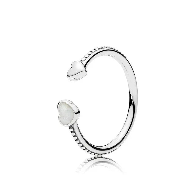 925 Silver Bow Ring with Heart Logo - Woman Jewelry