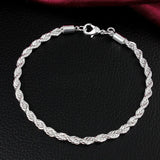 925 Silver Twisted Rope Chain Bracelet Bangle