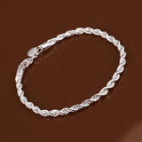 925 Silver Twisted Rope Chain Bracelet Bangle