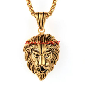 Men's Lion Head Pendant Stainless Steel Necklace Gift