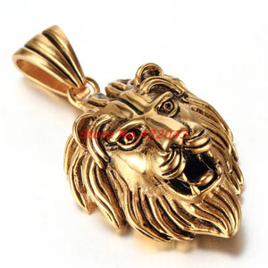 Men's Lion Head Pendant Stainless Steel Necklace Gift