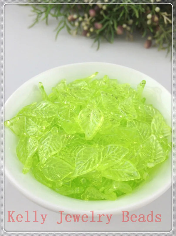 1000pcs 18x11mm Frosted Acrylic Leaf Charm Pendant DIY Beads