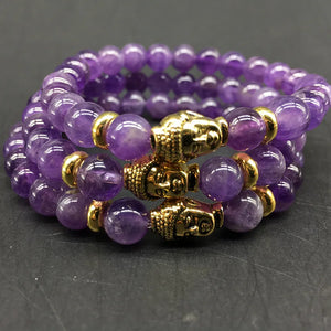 Amethyst Agate Stone Bracelet Charms Friendship Buddha Stretch Prayer Jewelry