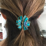 Ancient Metal Big Hair Claw Colorful Resin Flowers Hair Clip