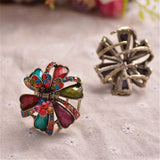 Ancient Metal Big Hair Claw Colorful Resin Flowers Hair Clip