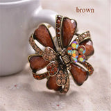 Ancient Metal Big Hair Claw Colorful Resin Flowers Hair Clip