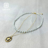 Aquamarine Crystal Necklace For Men and Women