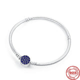 925 Silver Round Clip Snake Chain Bracelet for Women