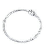 Silver Snake Chain Bracelet for European Charms