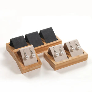 Bamboo Suede Fabric Earring Display Stand Jewelry Ear Stud Holder