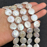 15-16mm Baroque Pearl Beads Button Flat Round Natural DIY Jewelry