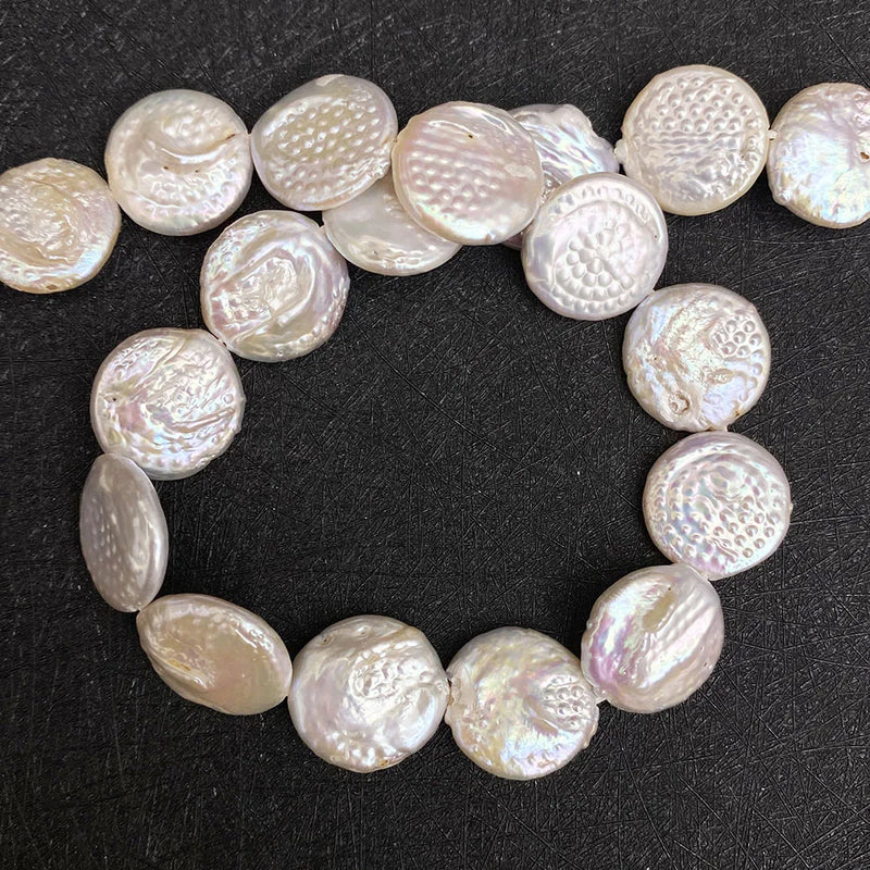 15-16mm Baroque Pearl Beads Button Flat Round Natural DIY Jewelry