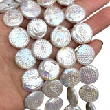 15-16mm Baroque Pearl Beads Button Flat Round Natural DIY Jewelry