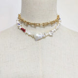 High Baroque Pearl Pendant Necklace Fashionable Eyes Choker