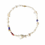 High Baroque Pearl Pendant Necklace Fashionable Eyes Choker