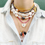 High Baroque Pearl Pendant Necklace Fashionable Eyes Choker