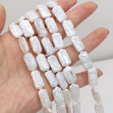 Baroque Pearls Beaded Rectangle Freshwater Pearl Beads 8-9x17-18mm