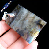 Natural Labradorite Stone Beads Pendant Necklace for Men LS187