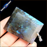 Natural Labradorite Stone Pendant Necklace for Men's Jewelry