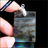 Natural Labradorite Stone Beads Pendant Necklace for Men LS187
