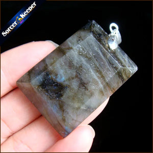 Natural Labradorite Stone Beads Pendant Necklace for Men LS187
