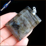 Natural Labradorite Stone Beads Pendant Necklace for Men LS187