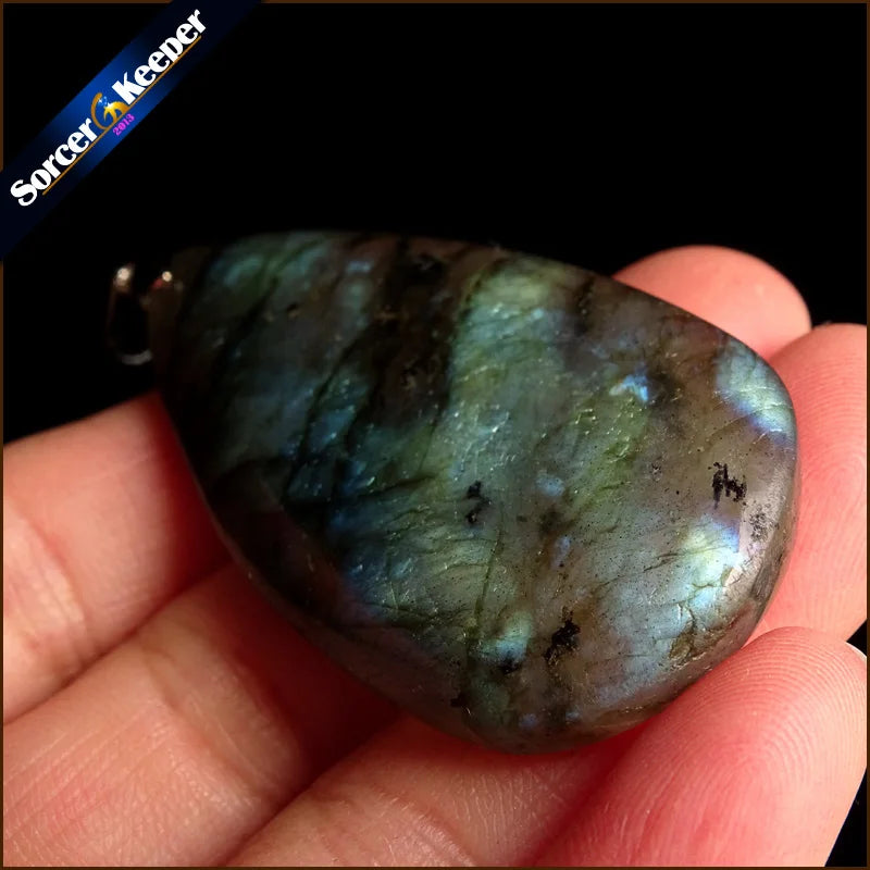 Natural Labradorite Stone Pendant Necklace for Men's Jewelry
