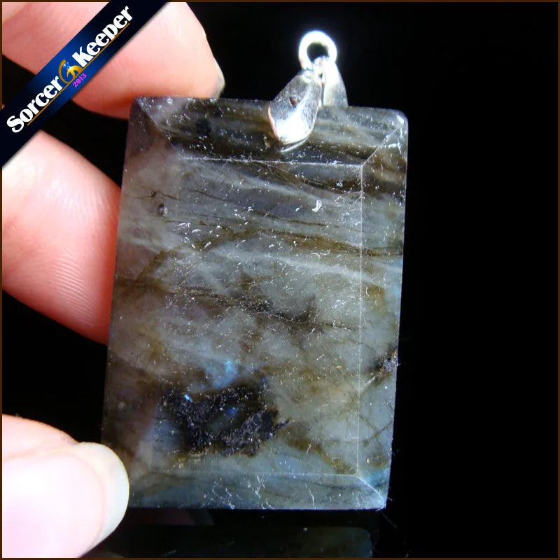Natural Labradorite Stone Beads Pendant Necklace for Men LS187