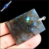 Natural Labradorite Stone Pendant Necklace for Men's Jewelry