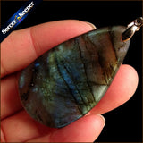 Natural Labradorite Stone Pendant Necklace for Men's Jewelry