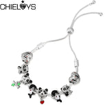 Panda Beads Chain Bracelet With Bamboo Pendant DIY Adjustable Charm Bracelet